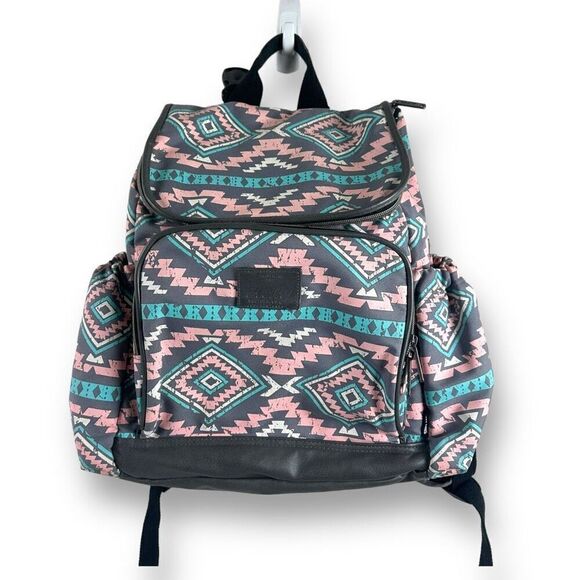 Kelty Built Women's Aztec Print Multipocketed Backpack Blue Pink Southwestern - Picture 1 of 16